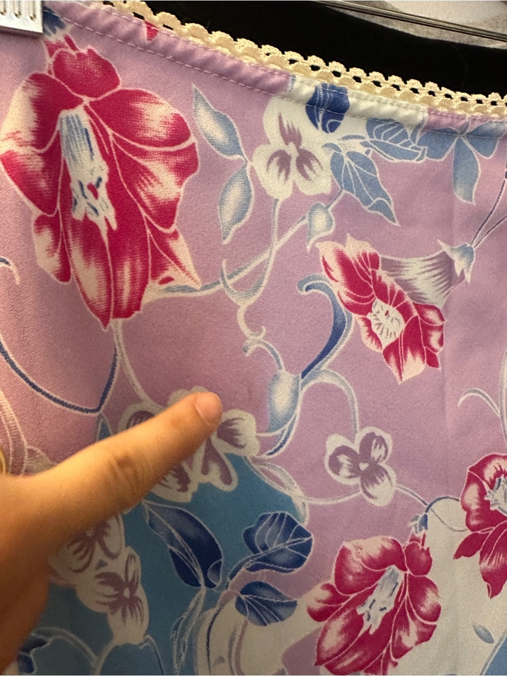 Vintage Suzy Shier Lavender Floral Midi Skirt with Pink & Blue Accents - Picture 9 of 9